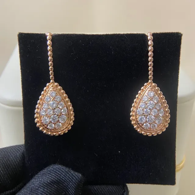 Boucheron Teardrop Pavé Beaded Wire Earrings 5