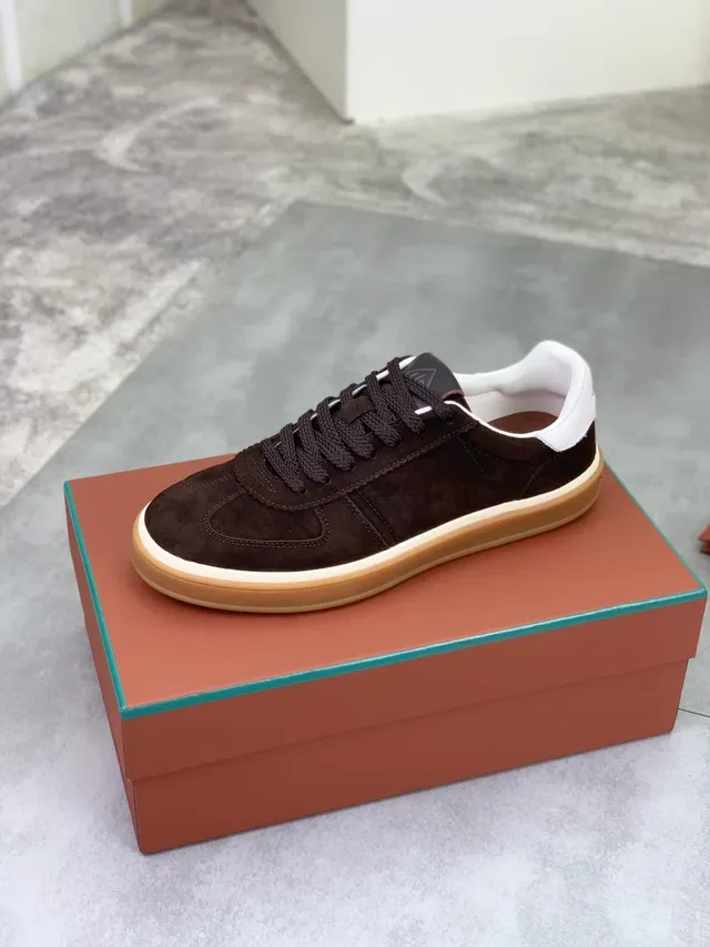 Brown Beige Suede Upper Gum Cupsole Sneakers 4