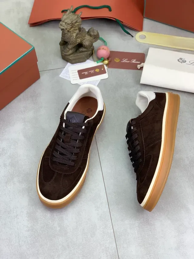 Brown Beige Suede Upper Gum Cupsole Sneakers 5