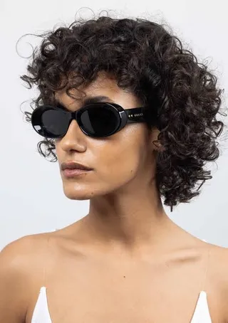 Brown Black Oval-Shaped Frame Tortoiseshell Acetate Sunglasses 8