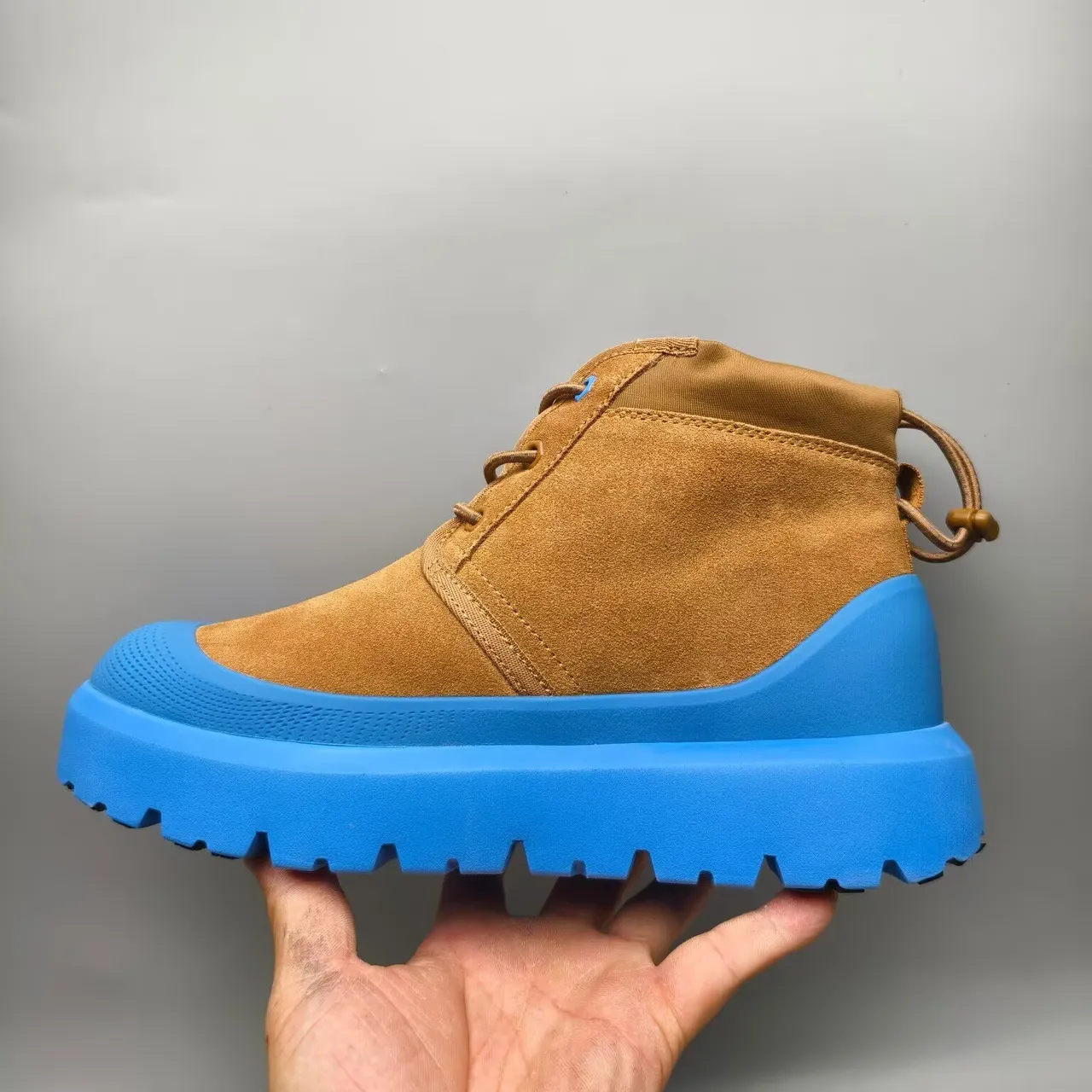 Haut en daim marron bleu Vibrant Chunky Lug Sola Bottines cheville 4