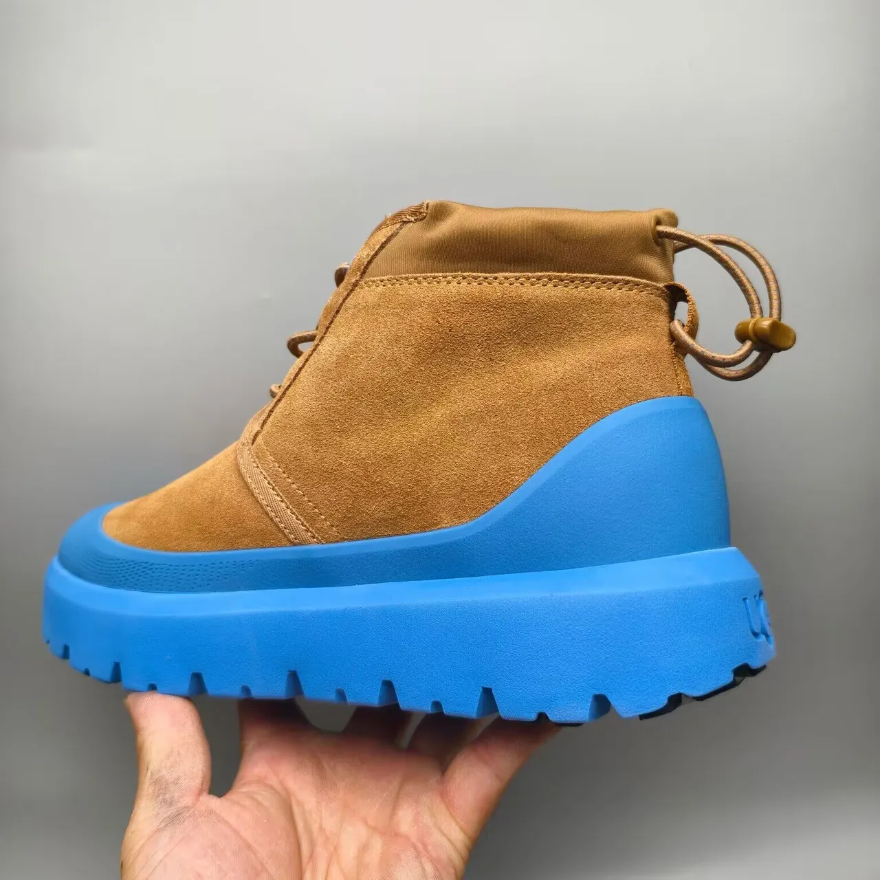 Haut en daim marron bleu Vibrant Chunky Lug Sola Bottines cheville 6