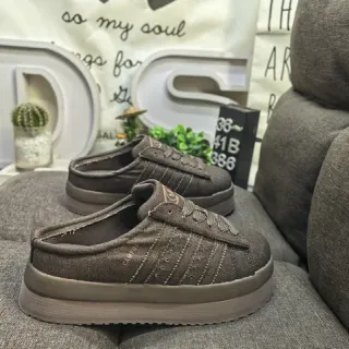 Brown Textured Slip-On Mule Platform Casual Shoes