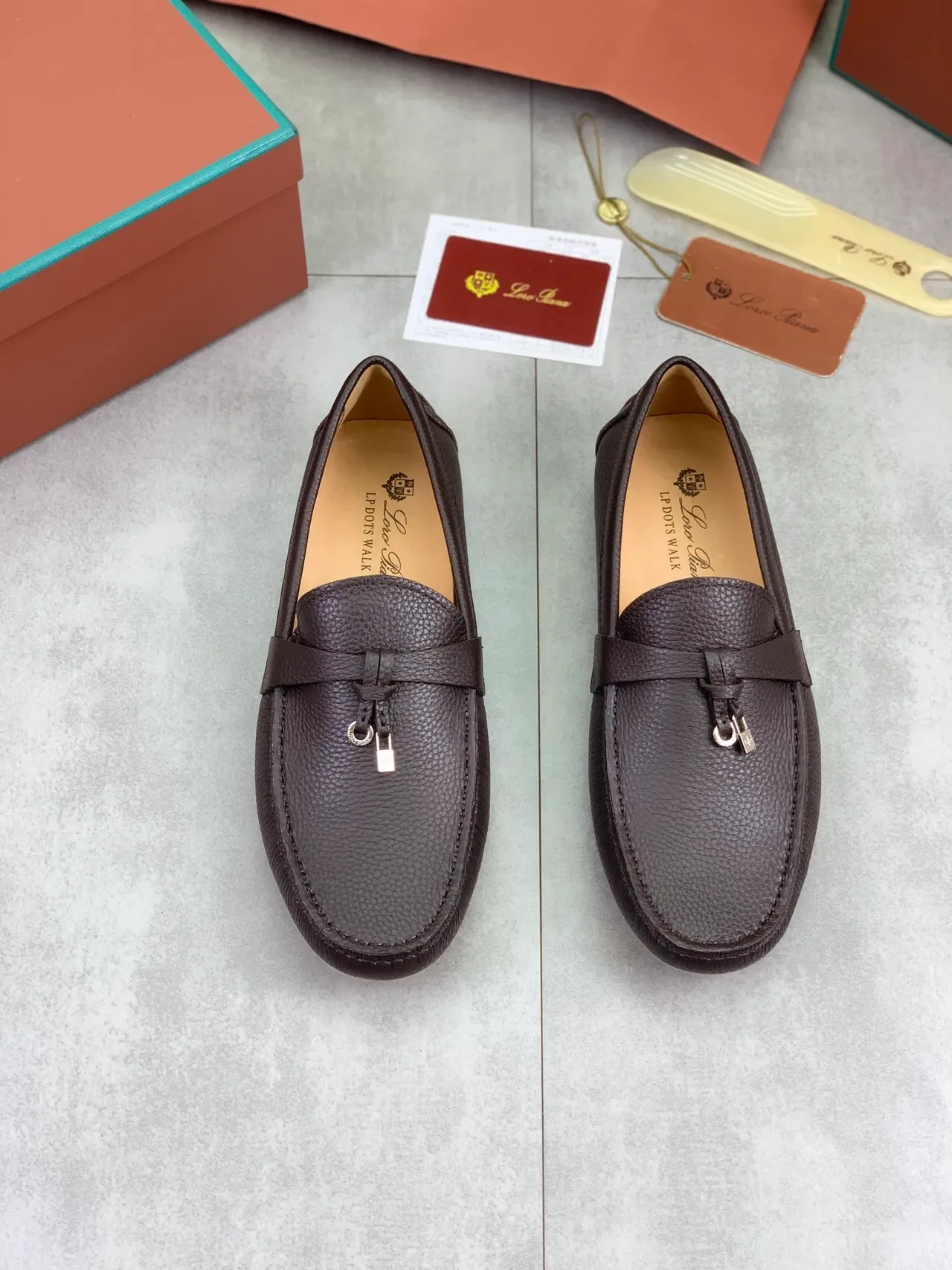 Dark Brown Pebbled Leather Tassel Loafer 4