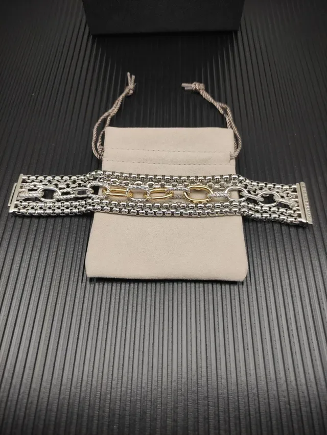 David Yurman Cable and Chain Multi-Strand Mixed-Metal Bracelet 8