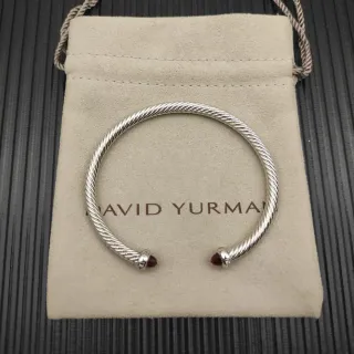 David Yurman Cable Classic فضي أحمر متشابك حجر نهايات سوار