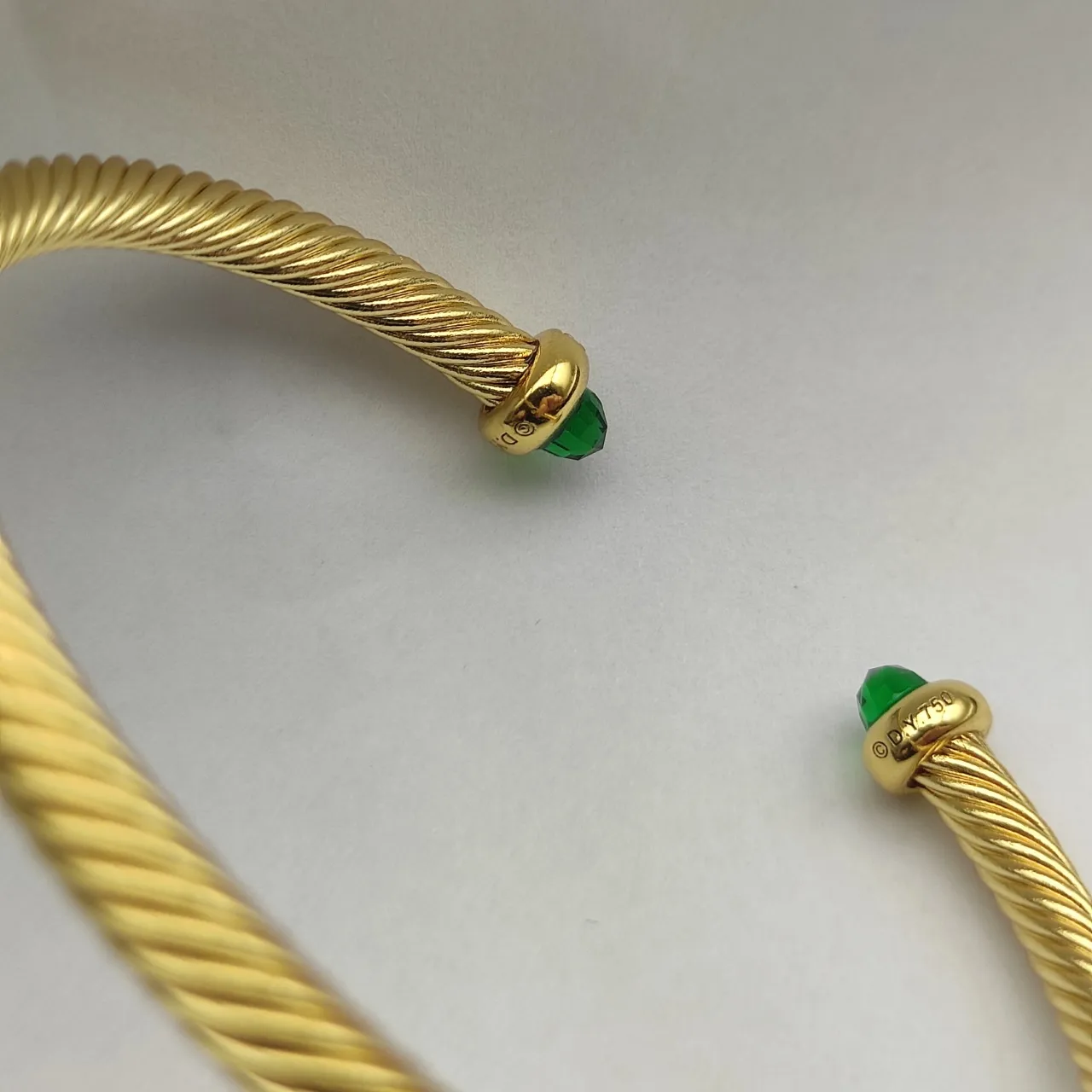 David Yurman Cable Classics সোনালি টোন সবুজ পাথর ব্রেসলেট 4