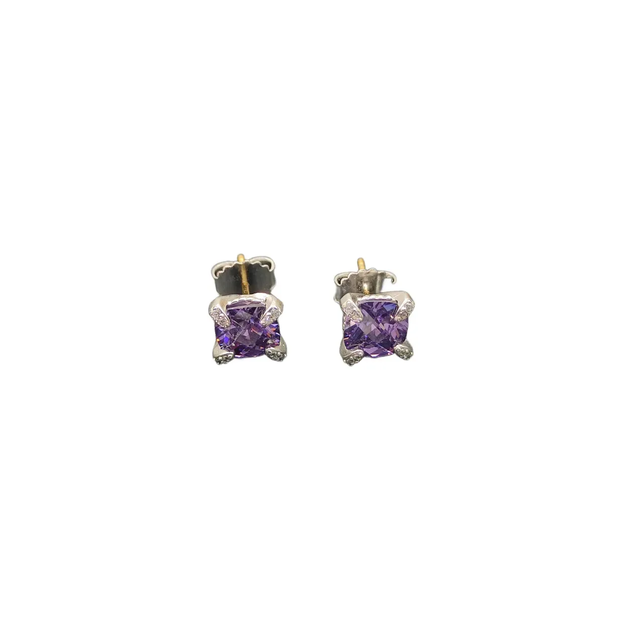 David Yurman Square-Cut Purple Gemstone Stud Earrings 9