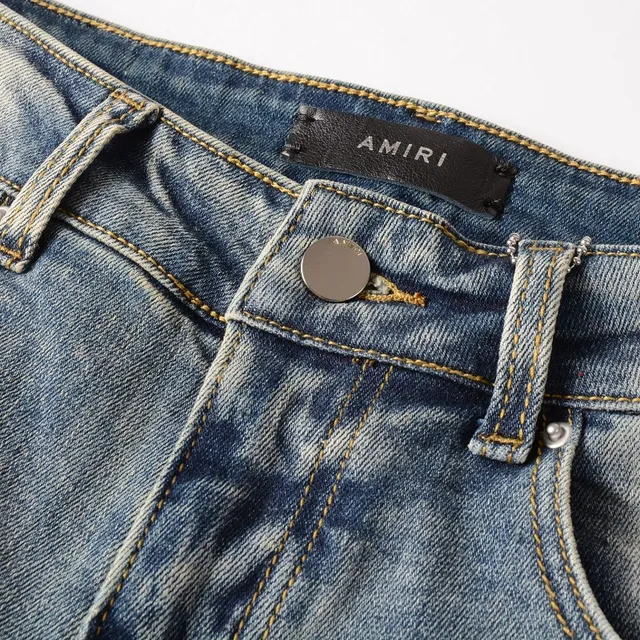 Distressed Light-Wash Graphic-Print Slim-Fit Jeans 4