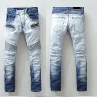 distressed غسيل ombre جيب zip بانل moto بنطال جينز