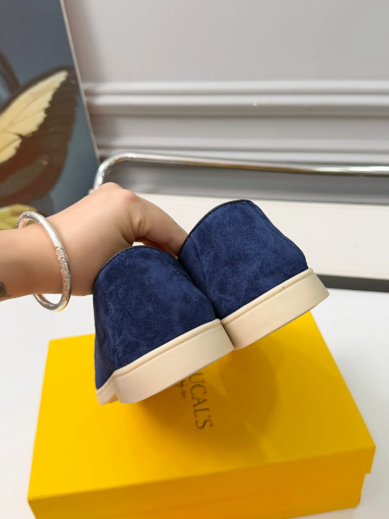 DOUCAI'S Navy Beige Suede Tassel Detail Loafer 3