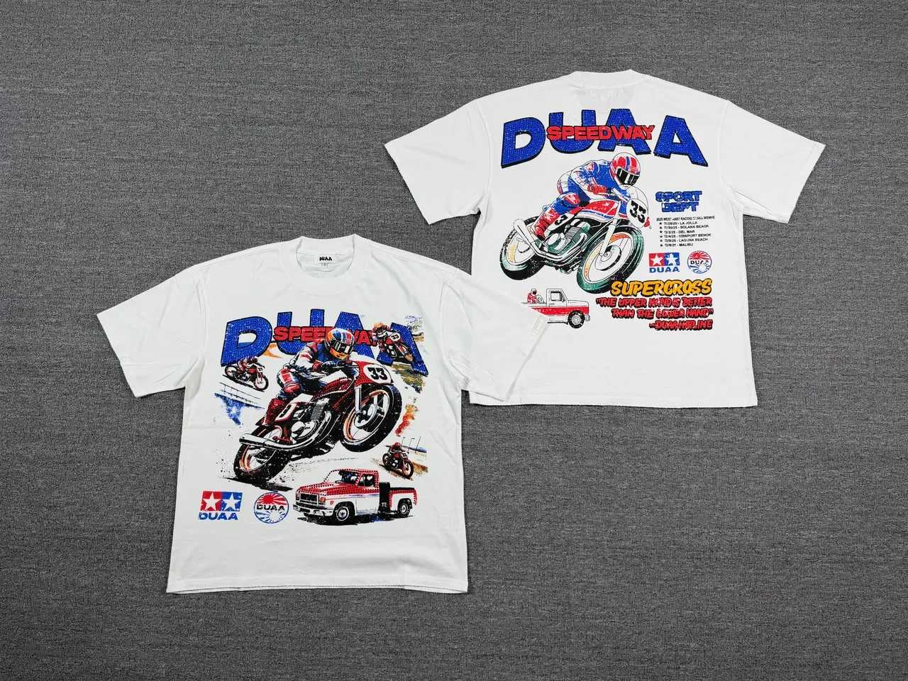 DUAA Racing Graphic Print White T-Shirt 2