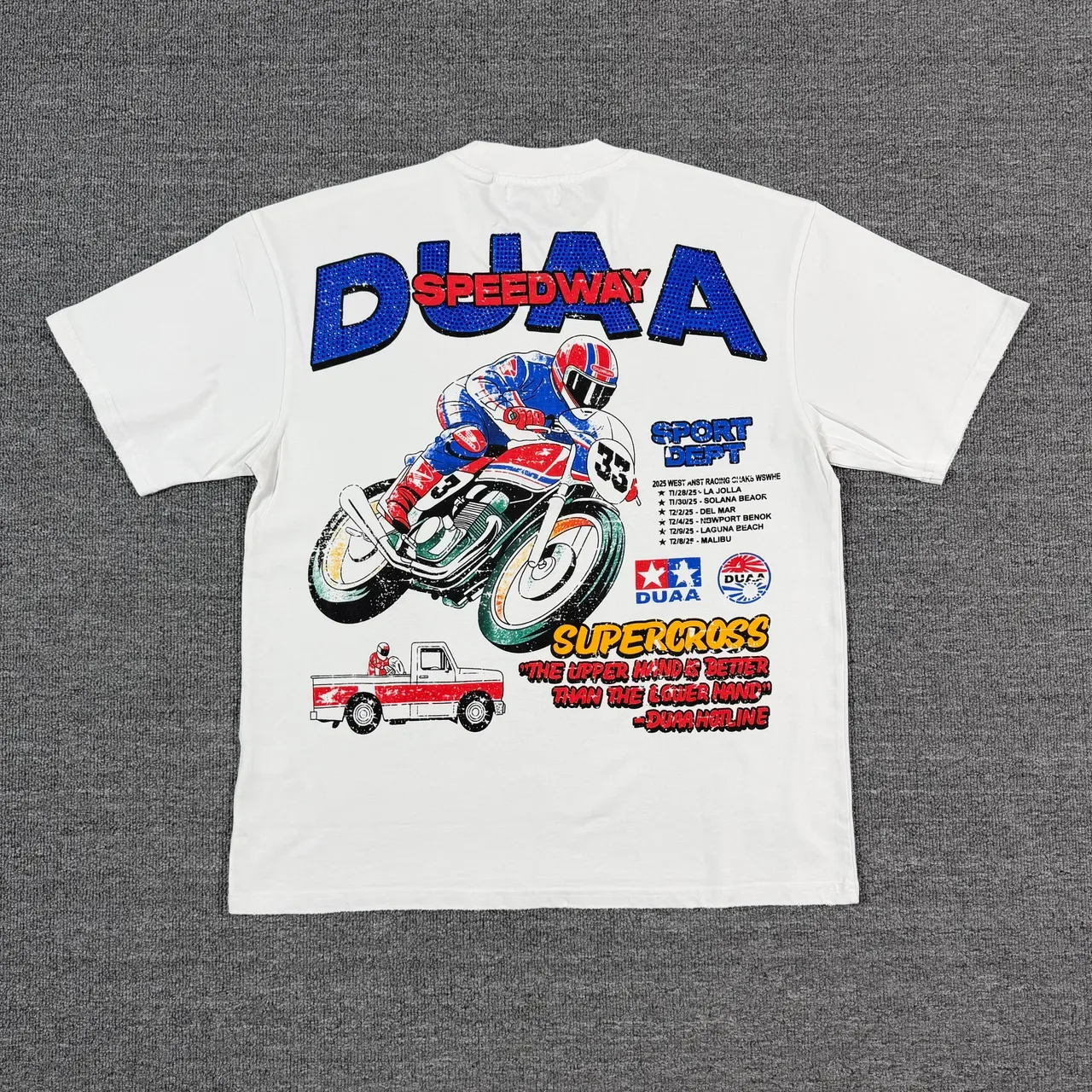 DUAA Racing Graphic Print White T-Shirt 3