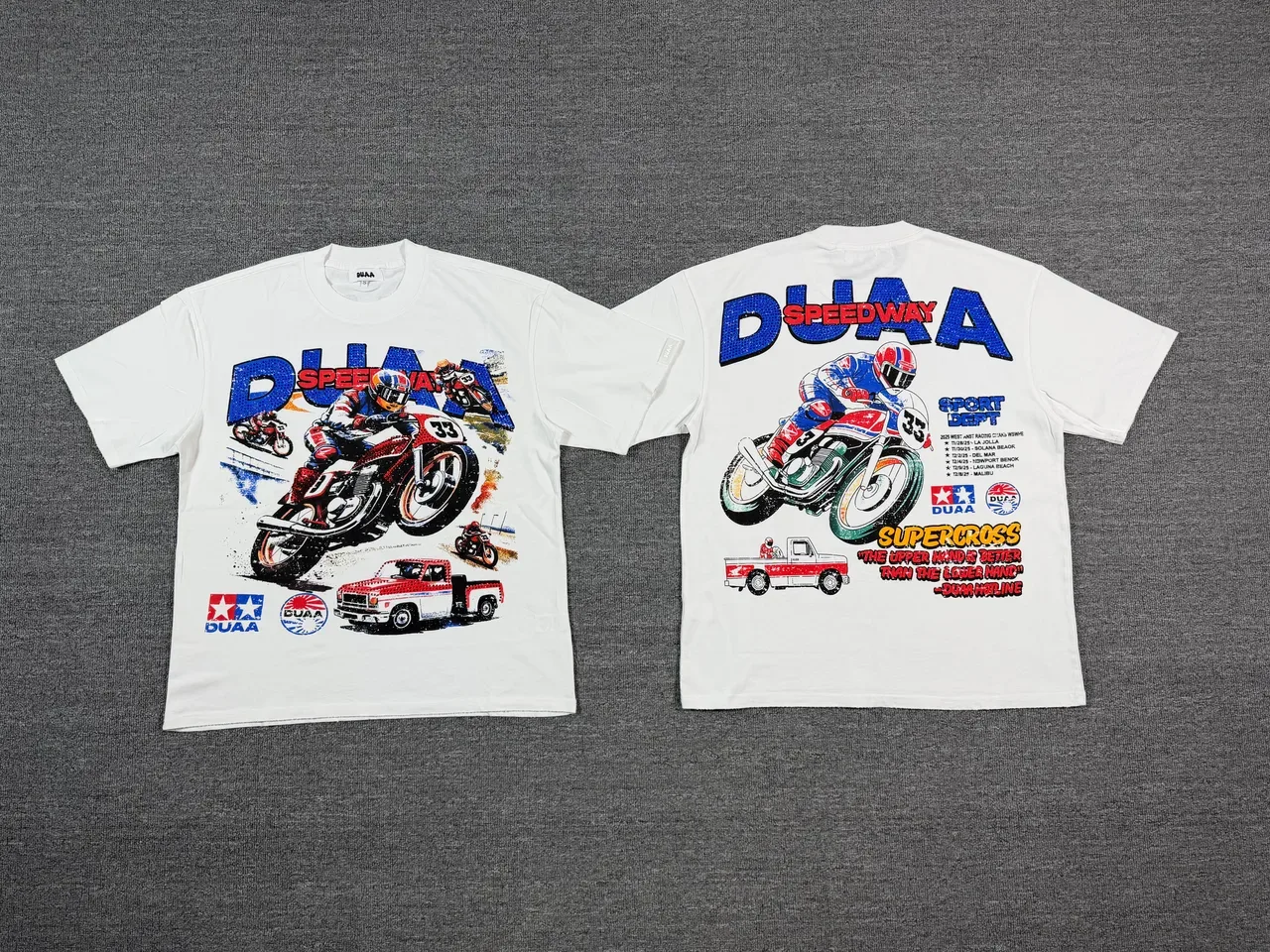DUAA Racing Graphic Print White T-Shirt 5