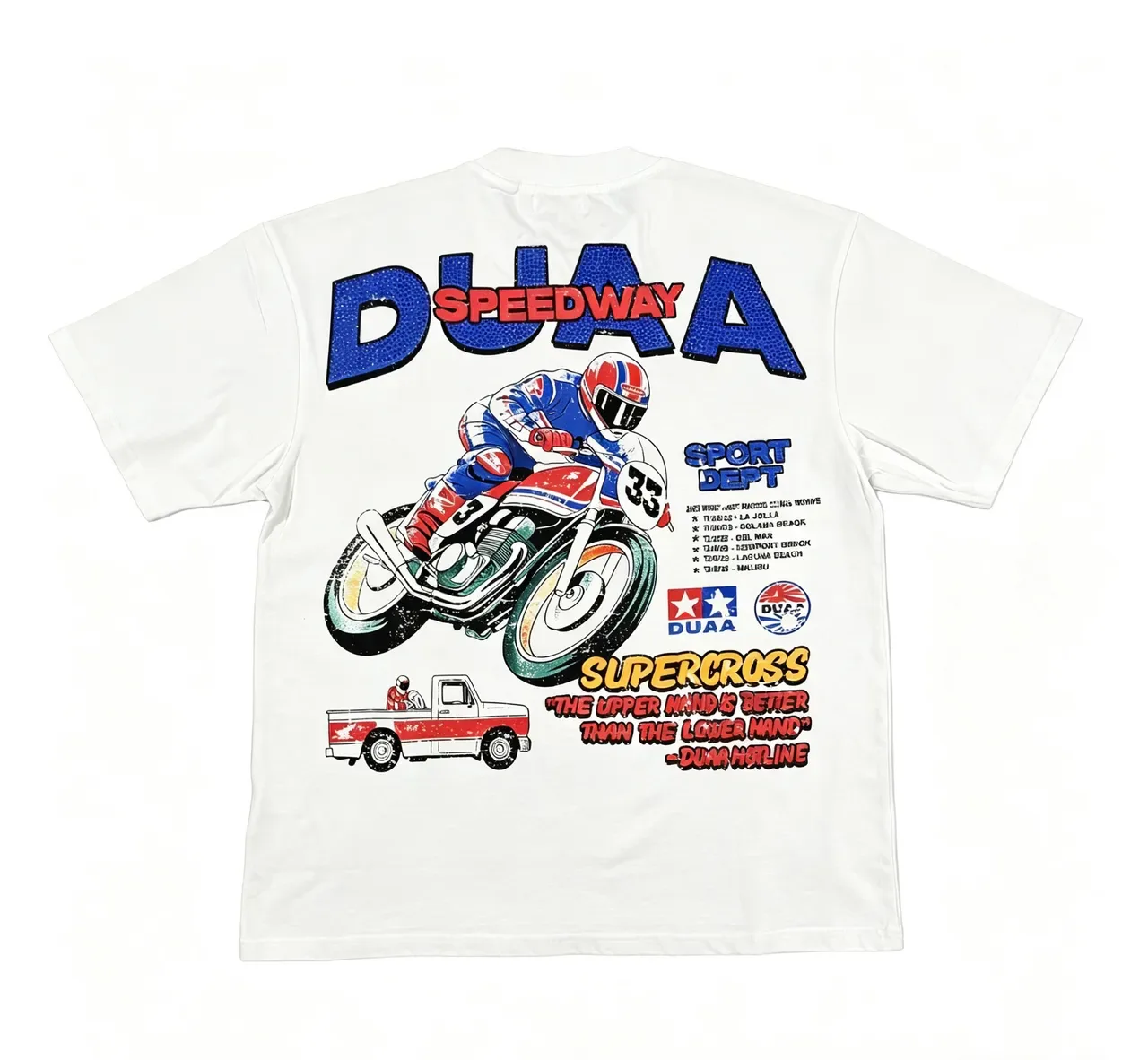 DUAA Racing Graphic Print White T-Shirt 6
