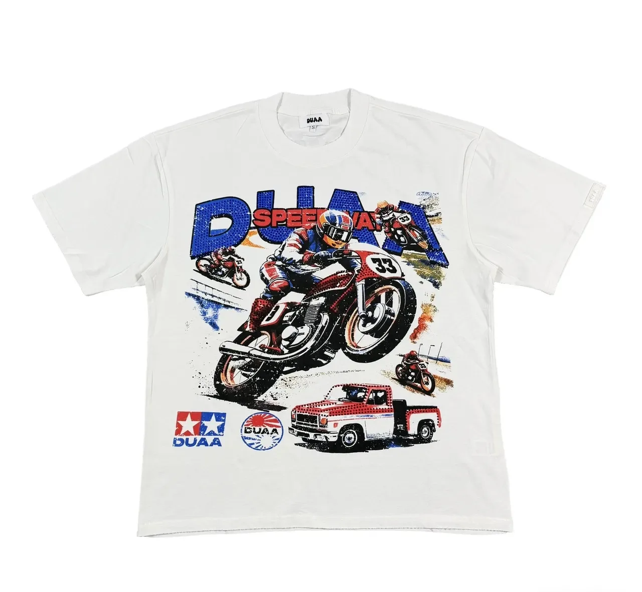 DUAA Racing Graphic Print White T-Shirt 7
