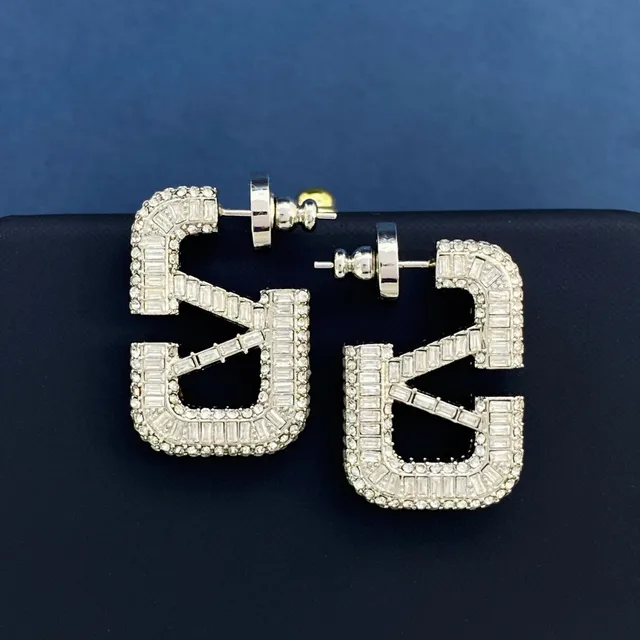 Emerald and Clear Baguette Crystal Letter-Shaped Oversized Stud Earrings 7