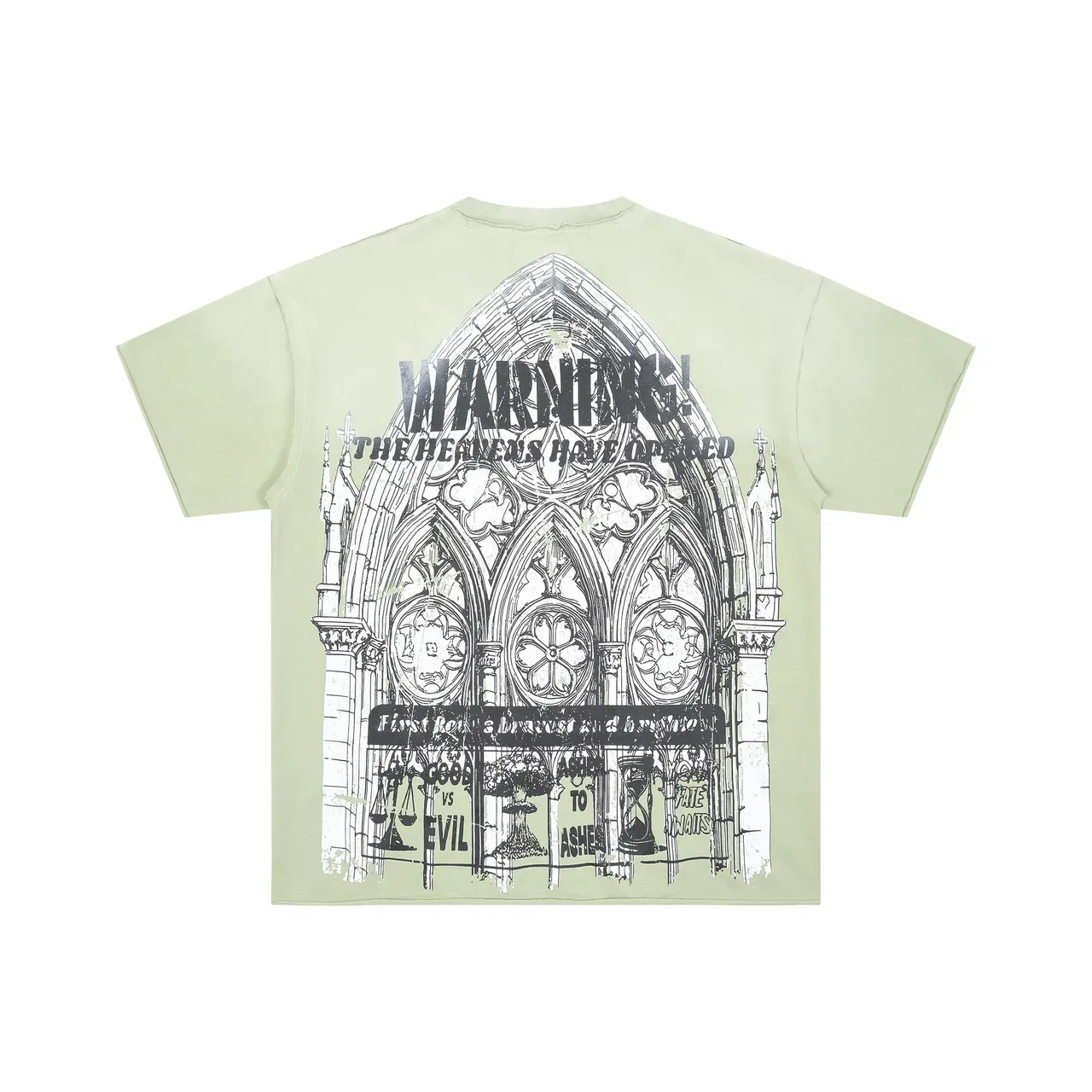 FIRSTROW Newspaper Warning Graphic Mint Green T-Shirt 3
