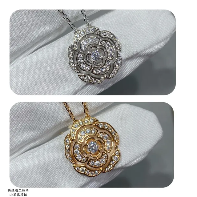 Floral Pavé Layered Pendant Necklace 3