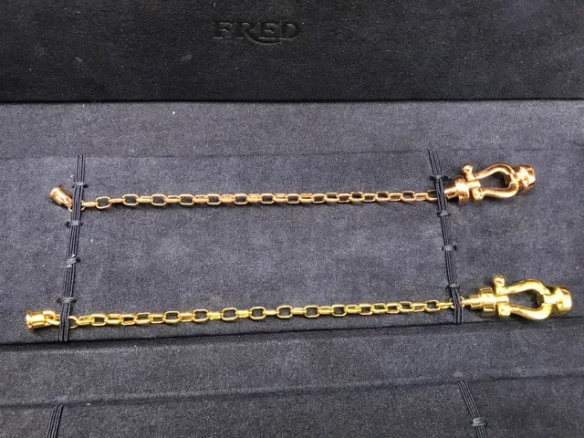 FRED Gold Silver Oval-Link Chains Hook Clasps Bracelet 4