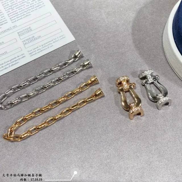 Gold and Silver Horseshoe-Clasp Crystal Link Bracelets 8