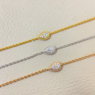 Gold and Silver Tone Teardrop Pavé Charm Rope Chain Bracelets