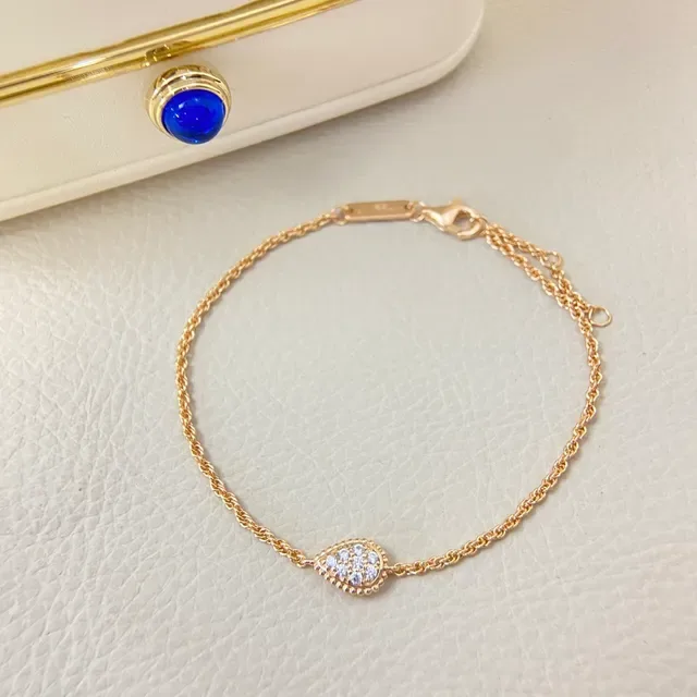 Bracelets chaîne rope avec charme de goutte pavé en tons or et argent 4