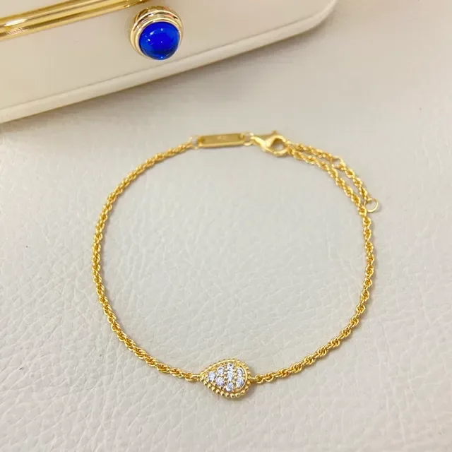 Bracelets chaîne rope avec charme de goutte pavé en tons or et argent 5
