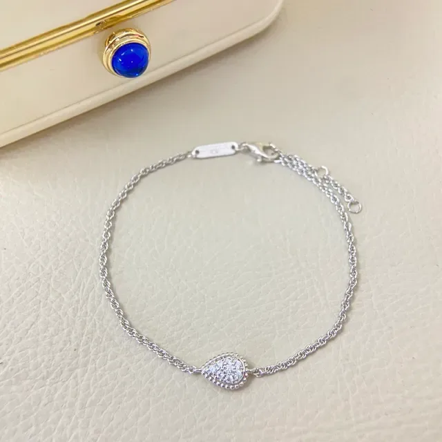 Bracelets chaîne rope avec charme de goutte pavé en tons or et argent 6