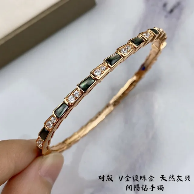 Gold Black Segmented Geometric Bangle Pavé Crystal Accents Bracelet 3
