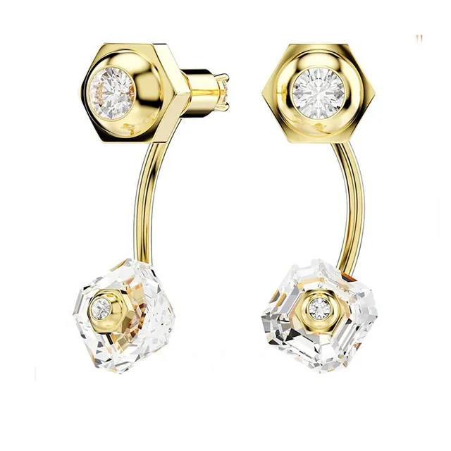 Gold Curb Chain Hexagonal Bezel-Set Stone Bracelet 7