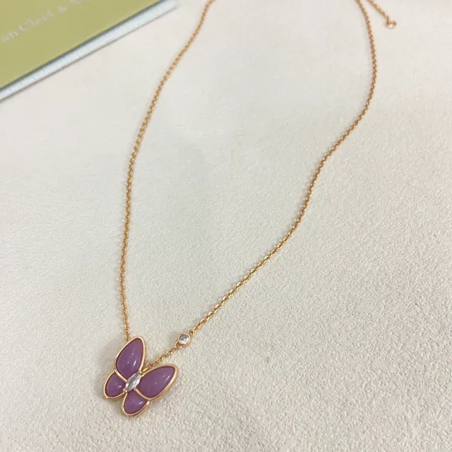 Gold Multicolor Clover-Link Motif Enamel Inlay Necklace 17