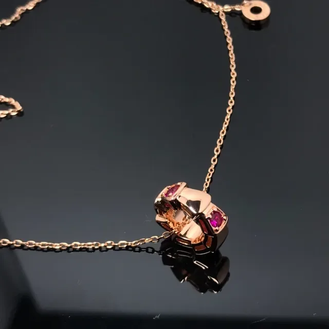 Gold Pink Rose Faceted Gemstones Necklace 5