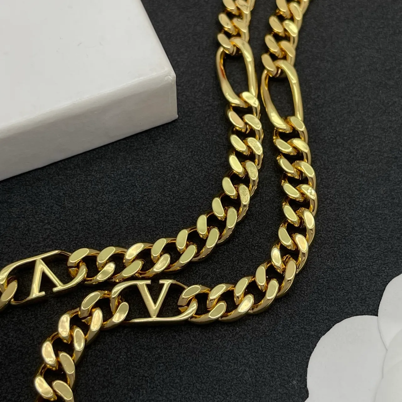 Gold Red Curb Chain Multi-Charm Pendant Necklace 5