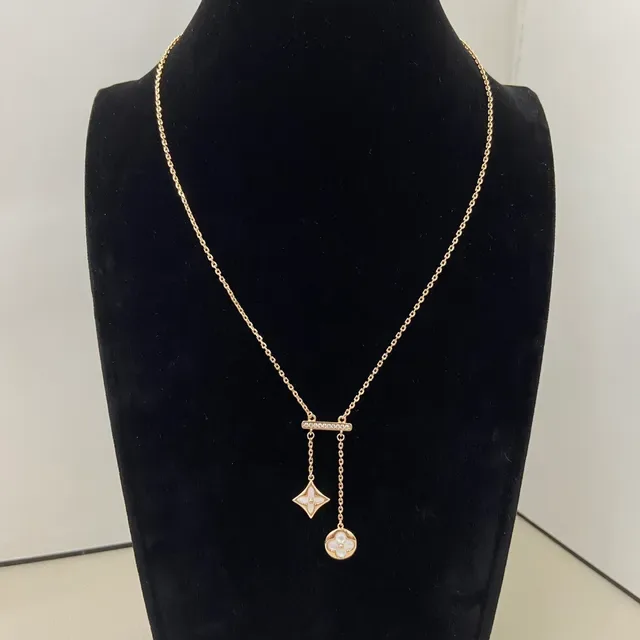 Gold Silver Bar-and-Dangle Pavé-Set Necklace 3
