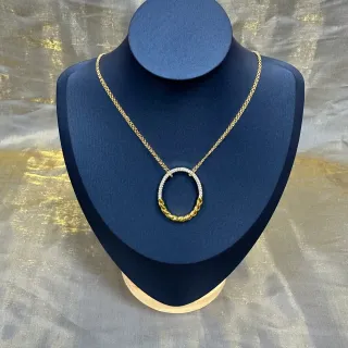 Collier Chaîne Or et Argent avec Pendentif Ovale