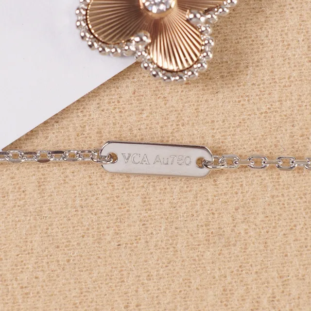 Gold Silver Four-Petal Floral Pendant Sunburst-Textured Petals Necklace 3
