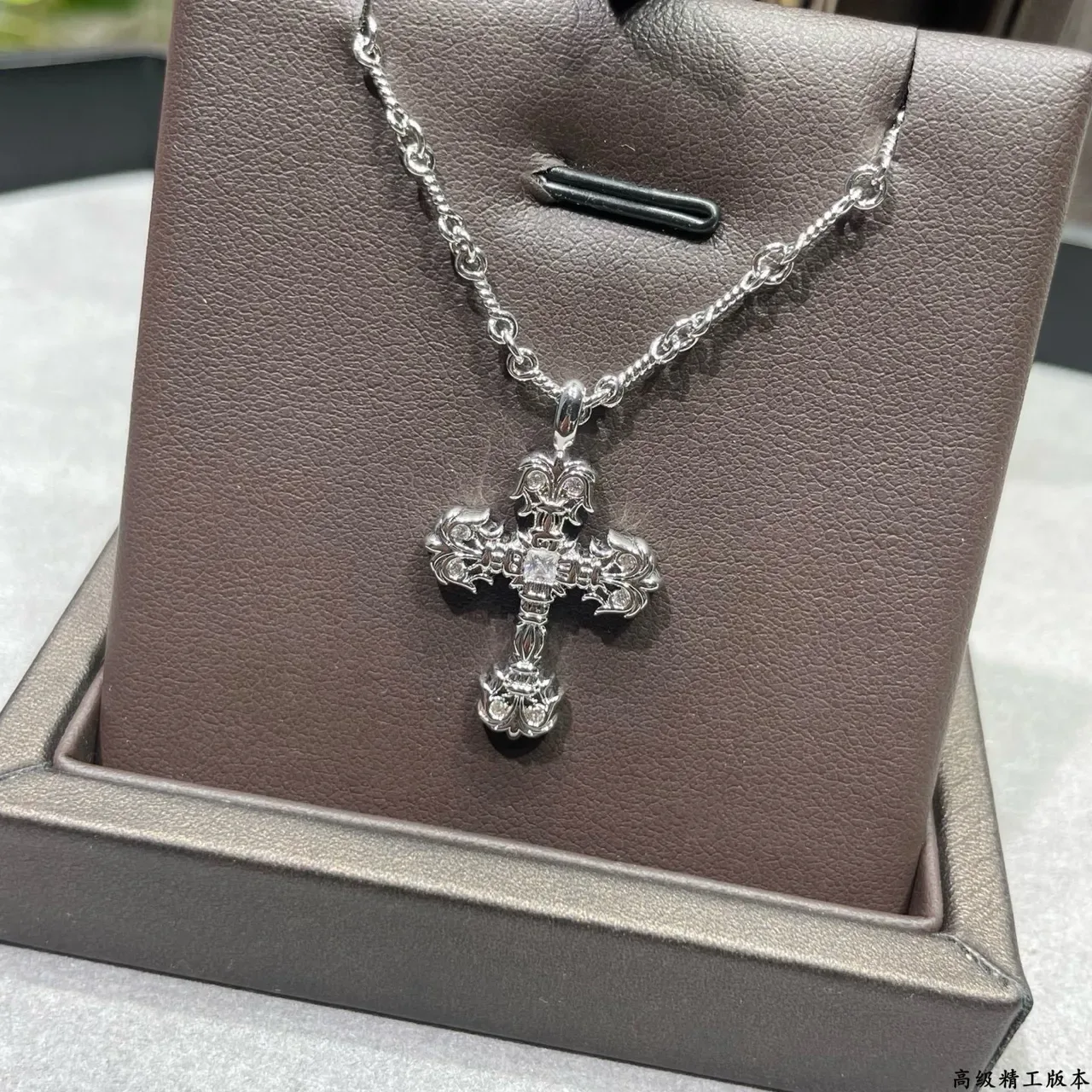 Gold Silver Ornate Cross Pendant Filigree Detailing Necklace 7
