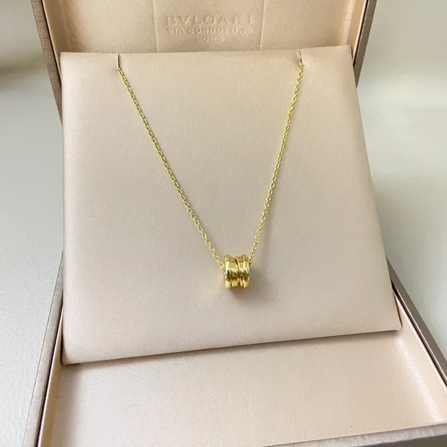 金色银色玫瑰金圆柱桶形吊坠项链 5