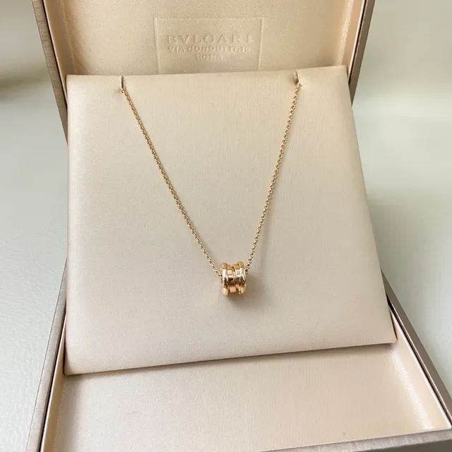 金色银色玫瑰金圆柱桶形吊坠项链 6