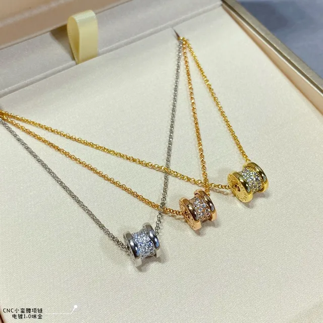 সোনা, রুপা, গোল্ড রোজ Pavé ব্যারেল চার্ম নেকলেস 2