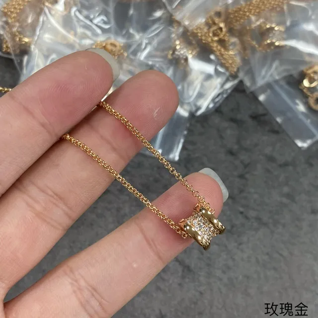সোনা, রুপা, গোল্ড রোজ Pavé ব্যারেল চার্ম নেকলেস 10