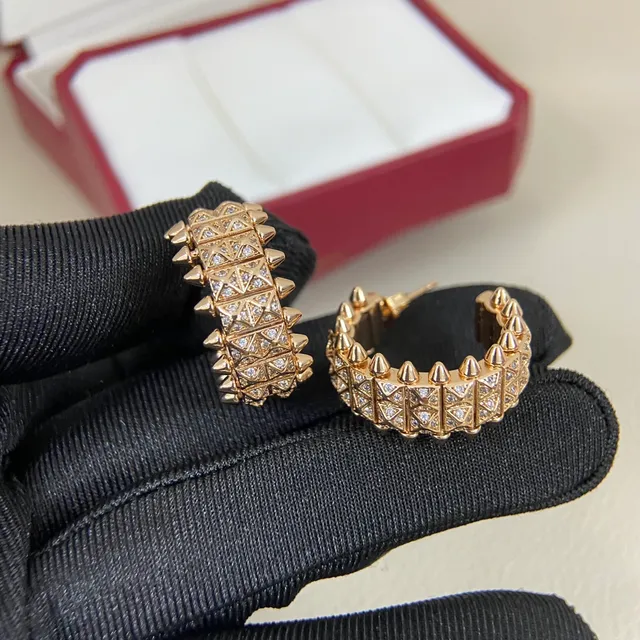 Gold Silver Spiked Pavé-Set Ring 6