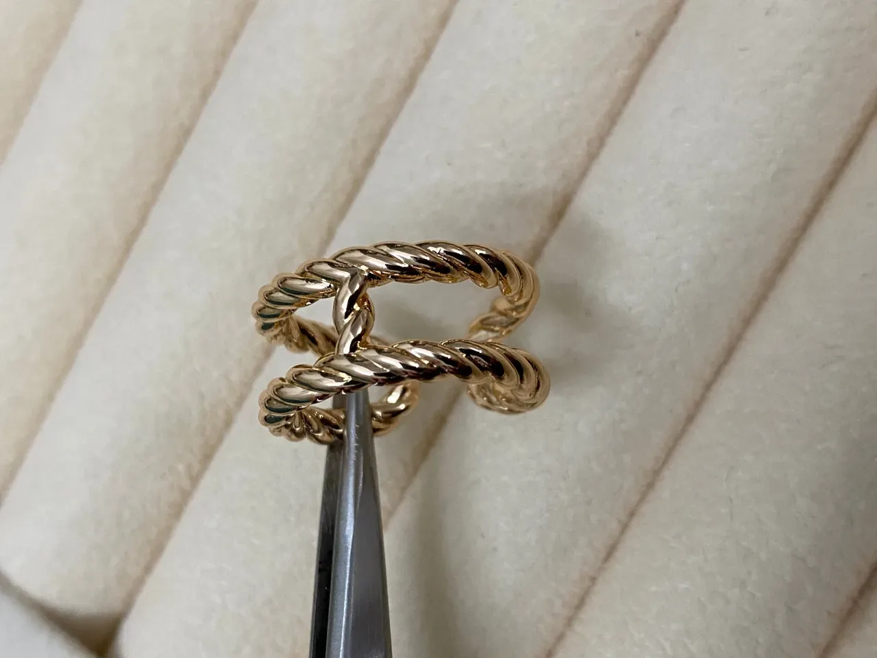 Gold Silver Twisted Rope Open Cuff Ring 3