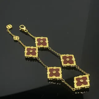 سوار سلسلة ذهبي اللون بوردو مينا زهري