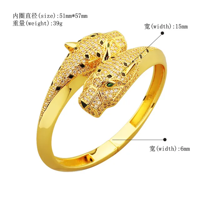 Gold-Tone Dual Panther Head Pavé Stone Ring 2