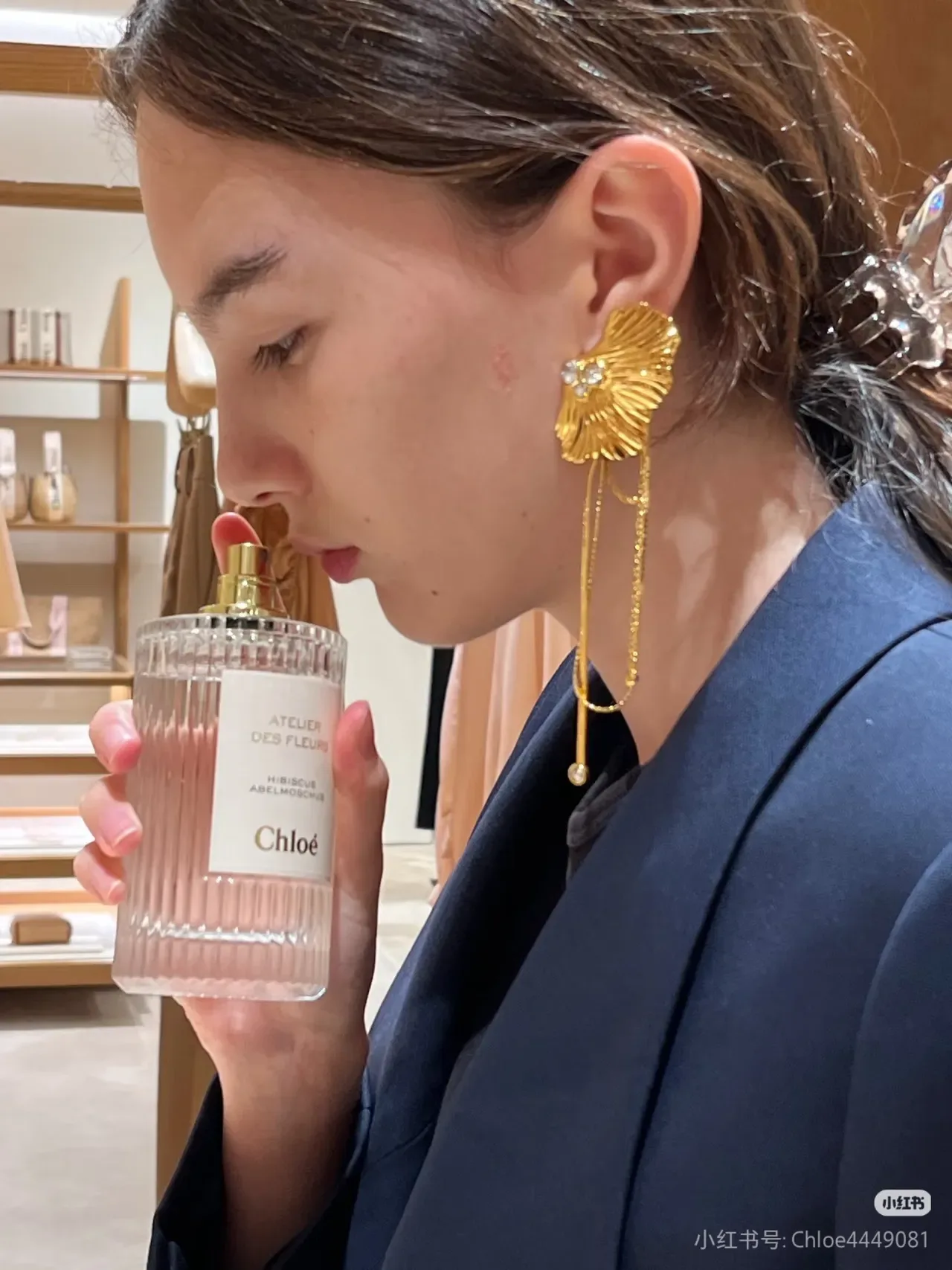 Gold-Tone Fan-Shaped Crystal Tassel Drop Earrings 2
