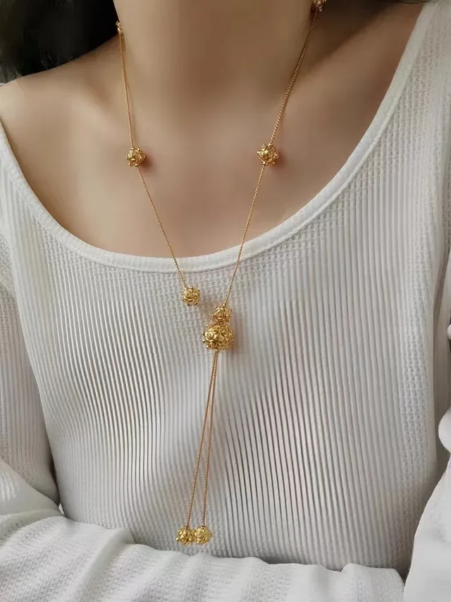 Gold-Tone Multi-Pendant Dangling Chain Necklaces 3