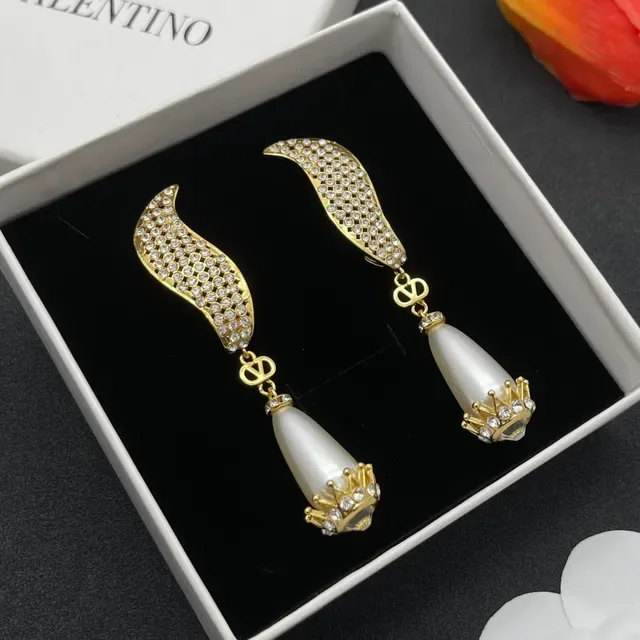 Gold-Tone Pavé Crystal Wing Dangling Pearl Teardrop Earrings 6