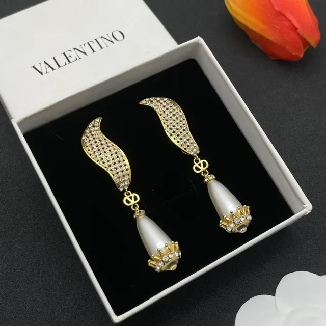 Gold-Tone Pavé Crystal Wing Dangling Pearl Teardrop Earrings 7